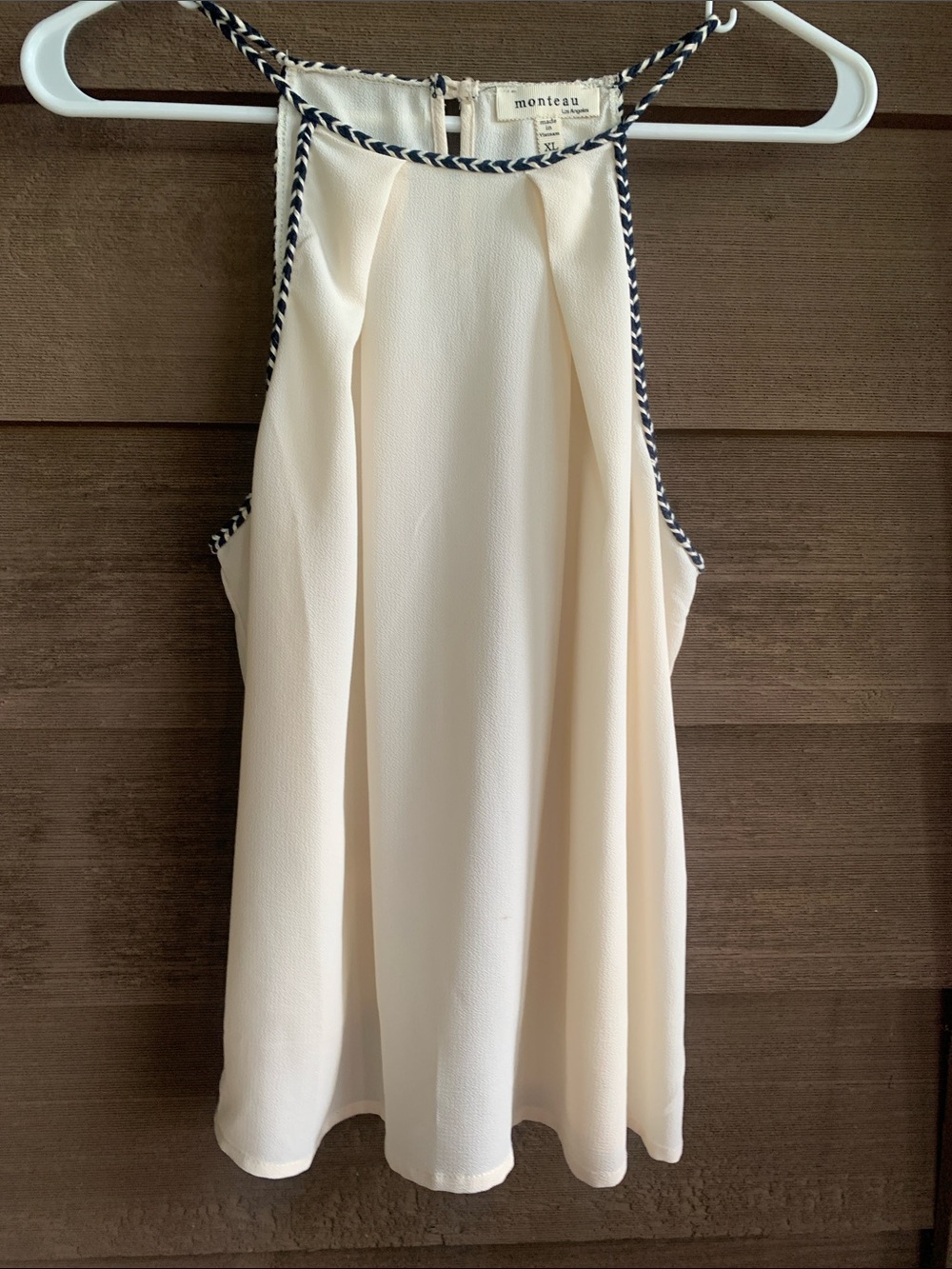 Monteau Cream Halter Camisole with Black Trim